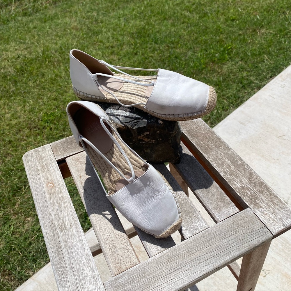 Women's Eileen Fisher Lee D’orsay cream nude beige Espadrille Flats 7